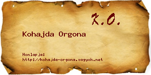 Kohajda Orgona névjegykártya